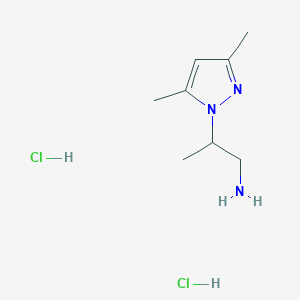 molecular formula C8H17Cl2N3 B1390013 2-(3,5-Dimethyl-pyrazol-1-YL)-propylamine dihydrochloride CAS No. 1002111-01-4