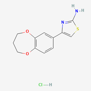 molecular formula C12H13ClN2O2S B1390022 4-(3,4-Dihydro-2H-benzo[b][1,4]dioxepin-7-yl)-thiazol-2-ylamine hydrochloride CAS No. 1095485-22-5