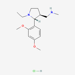 molecular formula C16H27ClN2O2 B1390023 [(2R,3S)-2-(2,4-Dimethoxy-phenyl)-1-ethyl-pyrrolidin-3-ylmethyl]-methyl-amine hydrochloride CAS No. 1217787-04-6
