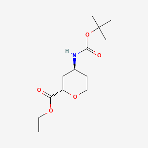 molecular formula C13H23NO5 B13900329 Ethyl trans-4-(tert-butoxycarbonylamino)tetrahydropyran-2-carboxylate 
