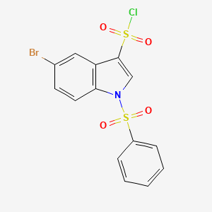 molecular formula C14H9BrClNO4S2 B1390047 5-Bromo-1-(phenylsulfonyl)indole-3-sulfonylchloride CAS No. 1020722-13-7