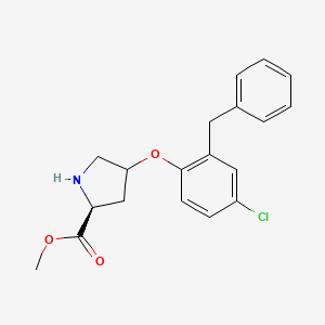 molecular formula C19H20ClNO3 B1390053 methyl (2S)-4-(2-benzyl-4-chlorophenoxy)pyrrolidine-2-carboxylate CAS No. 1217808-99-5