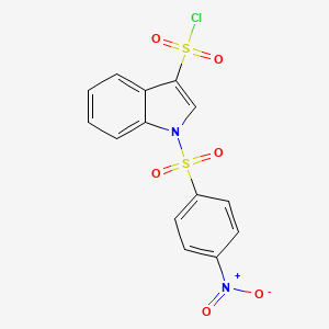 molecular formula C14H9ClN2O6S2 B1390054 1-(4-Nitrophenylsulfonyl)indole-3-sulfonylchloride CAS No. 1020722-12-6