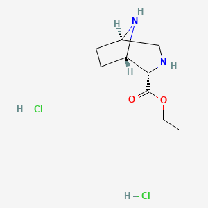 molecular formula C9H18Cl2N2O2 B13900545 ethyl (1S,2S,5R)-3,8-diazabicyclo[3.2.1]octane-2-carboxylate;dihydrochloride 