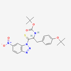 molecular formula C24H29N5O5S B13900561 tert-butyl N-[3-[4-[(2-methylpropan-2-yl)oxy]phenyl]-1-(6-nitrobenzotriazol-1-yl)-1-sulfanylidenepropan-2-yl]carbamate 