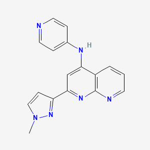 molecular formula C17H14N6 B13900569 2-(1-methylpyrazol-3-yl)-N-pyridin-4-yl-1,8-naphthyridin-4-amine 