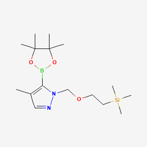 molecular formula C16H31BN2O3Si B13900602 Trimethyl-[2-[[4-methyl-5-(4,4,5,5-tetramethyl-1,3,2-dioxaborolan-2-yl)pyrazol-1-yl]methoxy]ethyl]silane 