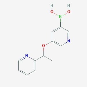 molecular formula C12H13BN2O3 B13900865 (5-(1-(Pyridin-2-yl)ethoxy)pyridin-3-yl)boronic acid 