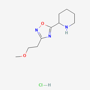 molecular formula C10H18ClN3O2 B1390087 2-[3-(2-Methoxyethyl)-1,2,4-oxadiazol-5-YL]-piperidine hydrochloride CAS No. 1185301-27-2