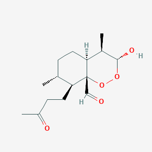 molecular formula C15H24O5 B139009 (3R,4R,4As,7R,8S,8aR)-3-hydroxy-4,7-dimethyl-8-(3-oxobutyl)-4,4a,5,6,7,8-hexahydro-3H-benzo[c][1,2]dioxine-8a-carbaldehyde CAS No. 149588-86-3