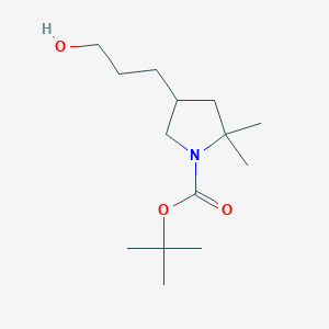 molecular formula C14H27NO3 B13900951 Tert-butyl 4-(3-hydroxypropyl)-2,2-dimethylpyrrolidine-1-carboxylate 