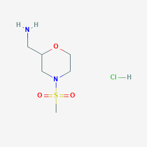 molecular formula C6H15ClN2O3S B1390100 [4-(Methylsulfonyl)morpholin-2-yl]methylamine hydrochloride CAS No. 1185301-94-3