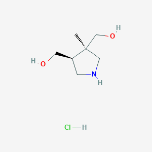 molecular formula C7H16ClNO2 B1390101 [(3R,4S)-3-methylpyrrolidine-3,4-diyl]dimethanol hydrochloride CAS No. 1217643-22-5