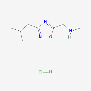 molecular formula C8H16ClN3O B1390103 [(3-Isobutyl-1,2,4-oxadiazol-5-yl)methyl]-methylamine hydrochloride CAS No. 1185075-85-7