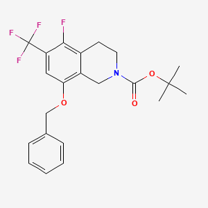 molecular formula C22H23F4NO3 B13901122 tert-butyl 5-fluoro-8-phenylmethoxy-6-(trifluoromethyl)-3,4-dihydro-1H-isoquinoline-2-carboxylate 
