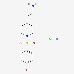 molecular formula C13H20ClFN2O2S B1390114 (2-{1-[(4-Fluorophenyl)sulfonyl]piperidin-4-yl}ethyl)amine hydrochloride CAS No. 1185298-49-0