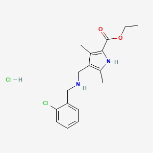 molecular formula C17H22Cl2N2O2 B1390115 ethyl 4-{[(2-chlorobenzyl)amino]methyl}-3,5-dimethyl-1H-pyrrole-2-carboxylate hydrochloride CAS No. 1185301-03-4