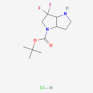 molecular formula C11H19ClF2N2O2 B13901157 Tert-butyl 6,6-difluoro-1,2,3,3a,5,6a-hexahydropyrrolo[3,2-b]pyrrole-4-carboxylate;hydrochloride 