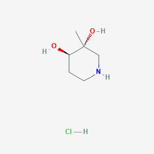 molecular formula C6H14ClNO2 B13901239 trans-3-Methylpiperidine-3,4-diol;hydrochloride CAS No. 2173991-76-7