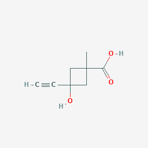 B1390124 trans-3-Ethynyl-3-hydroxy-1-methylcyclobutane-carboxylic acid CAS No. 286442-92-0