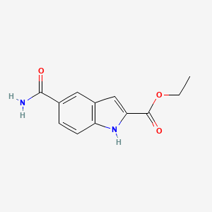 molecular formula C12H12N2O3 B13901624 ethyl 5-carbamoyl-1H-indole-2-carboxylate 