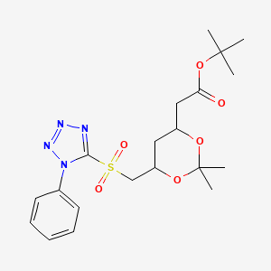 molecular formula C20H28N4O6S B13901803 Tert-butyl 2-[2,2-dimethyl-6-[(1-phenyltetrazol-5-yl)sulfonylmethyl]-1,3-dioxan-4-yl]acetate 