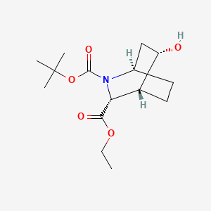 molecular formula C15H25NO5 B13901817 O2-tert-butyl O3-ethyl (1R,3R,4R,5S)-5-hydroxy-2-azabicyclo[2.2.2]octane-2,3-dicarboxylate 