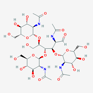 molecular formula C₃₂H₅₄N₄O₂₁ B013902 N-[(2S,3R,4R,5S,6R)-2-[(2R,3S,4R,5R)-5-acetamido-3,4-bis[[(2S,3R,4R,5S,6R)-3-acetamido-4,5-dihydroxy-6-(hydroxymethyl)oxan-2-yl]oxy]-1-hydroxy-6-oxohexan-2-yl]oxy-4,5-dihydroxy-6-(hydroxymethyl)oxan-3-yl]acetamide CAS No. 2706-65-2