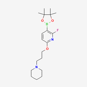 molecular formula C19H30BFN2O3 B13902025 2-Fluoro-6-(3-piperidin-1-ylpropoxy)-3-(4,4,5,5-tetramethyl-1,3,2-dioxaborolan-2-yl)pyridine 