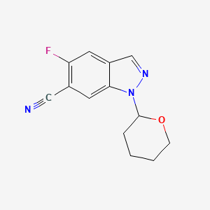 molecular formula C13H12FN3O B13902054 5-Fluoro-1-tetrahydropyran-2-yl-indazole-6-carbonitrile 