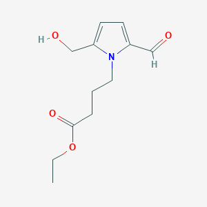 molecular formula C12H17NO4 B13902160 Ethyl 4-(2-formyl-5-(hydroxymethyl)-1H-pyrrol-1-yl)butanoate 