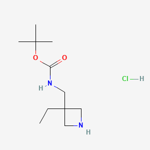 molecular formula C11H23ClN2O2 B13902180 tert-butyl N-[(3-ethylazetidin-3-yl)methyl]carbamate;hydrochloride 
