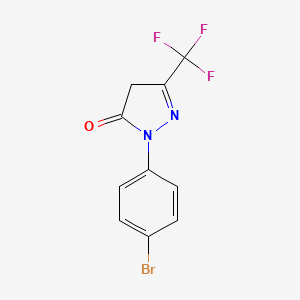 molecular formula C10H6BrF3N2O B13902219 2-(4-bromophenyl)-5-(trifluoromethyl)-4H-pyrazol-3-one 