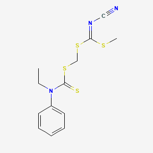 molecular formula C13H15N3S4 B13902223 [(N-Ethyl-N-phenyldithiocarbamoyl)methyl] methyl cyanocarbonimidodithioate 
