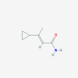 molecular formula C7H11NO B13902335 (2E)-3-cyclopropylbut-2-enamide 