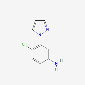 molecular formula C9H8ClN3 B13902370 4-Chloro-3-(1H-pyrazol-1-yl)aniline 