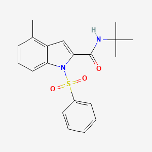 molecular formula C20H22N2O3S B13902375 N-(Tert-butyl)-4-methyl-1-(phenylsulfonyl)-1H-indole-2-carboxamide 