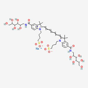 molecular formula C49H69N4NaO18S2 B13902494 sodium;4-[2-[7-[3,3-dimethyl-5-(2,3,4,5,6-pentahydroxyhexylcarbamoyl)-1-(4-sulfonatobutyl)indol-1-ium-2-yl]hepta-2,4,6-trienylidene]-3,3-dimethyl-5-(2,3,4,5,6-pentahydroxyhexylcarbamoyl)indol-1-yl]butane-1-sulfonate 