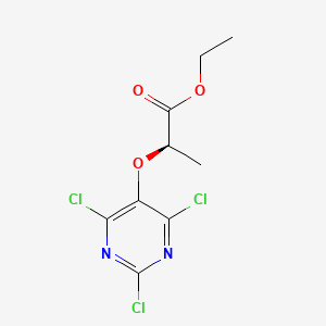 molecular formula C9H9Cl3N2O3 B13902545 Ethyl (R)-2-[(2,4,6-Trichloro-5-pyrimidinyl)oxy]propanoate 