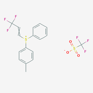 molecular formula C17H14F6O3S2 B13902563 (4-Methylphenyl)-phenyl-(3,3,3-trifluoroprop-1-enyl)sulfanium;trifluoromethanesulfonate 