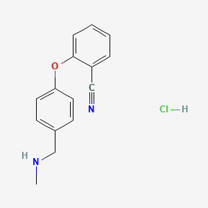 molecular formula C15H15ClN2O B1390259 2-{4-[(Methylamino)methyl]phenoxy}benzonitrile hydrochloride CAS No. 1185294-77-2
