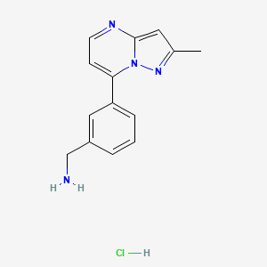 molecular formula C14H15ClN4 B1390268 [3-(2-Methylpyrazolo[1,5-a]pyrimidin-7-yl)benzyl]-amine hydrochloride CAS No. 1185294-93-2