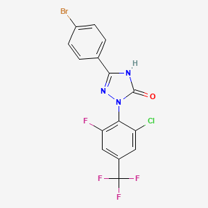 molecular formula C15H7BrClF4N3O B13902742 5-(4-Bromophenyl)-2-[2-chloro-6-fluoro-4-(trifluoromethyl)phenyl]-1,2-dihydro-3H-1,2,4-triazol-3-one CAS No. 1000577-49-0