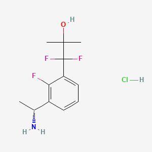 molecular formula C12H17ClF3NO B13902775 1-[3-[(1R)-1-aminoethyl]-2-fluoro-phenyl]-1,1-difluoro-2-methyl-propan-2-ol;hydrochloride 