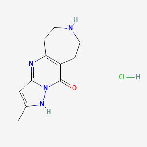 molecular formula C11H15ClN4O B1390280 2-Methyl-6,7,8,9-tetrahydro-5H-1,4,7,10a-tetraaza-cyclohepta[f]inden-10-ol hydrochloride CAS No. 1185295-31-1