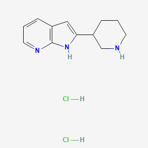 molecular formula C12H17Cl2N3 B1390288 2-Piperidin-3-yl-1H-pyrrolo[2,3-b]pyridine dihydrochloride CAS No. 1185303-84-7