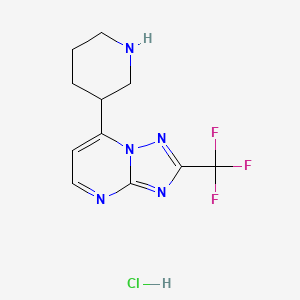 molecular formula C11H13ClF3N5 B1390289 7-Piperidin-3-yl-2-trifluoromethyl-[1,2,4]-triazolo[1,5-a]pyrimidine hydrochloride CAS No. 1185134-92-2