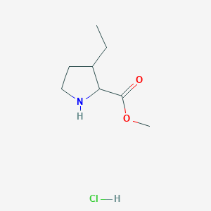 molecular formula C8H16ClNO2 B13902897 Methyl 3-ethylpyrrolidine-2-carboxylate hydrochloride 