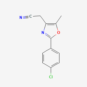molecular formula C12H9ClN2O B13902934 2-[2-(4-Chlorophenyl)-5-methyl-1,3-oxazol-4-yl]acetonitrile 