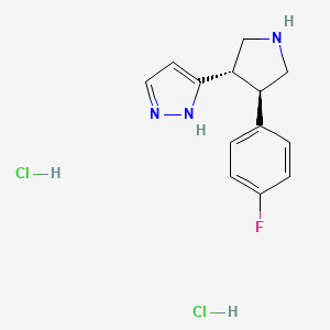 molecular formula C13H16Cl2FN3 B1390303 3-[(3S,4R)-4-(4-Fluoro-phenyl)-pyrrolidin-3-YL]-1H-pyrazole dihydrochloride CAS No. 1217731-62-8